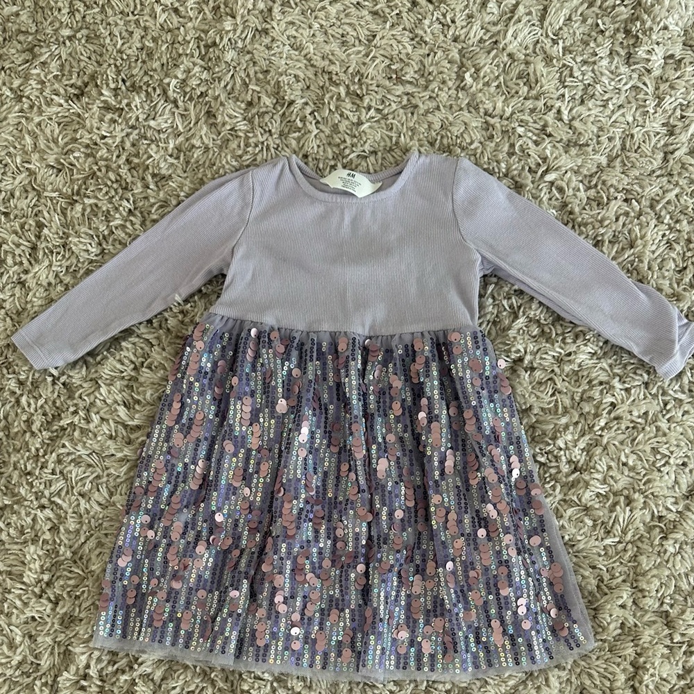H&M Kids Dress with Sequin Skirt - Lavender and Multicolor